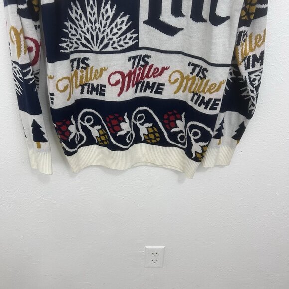 Miller Lite Sweater Mens L Multicolor Christmas Beer Acrylic Knit Pullover Dad - Picture 3 of 8